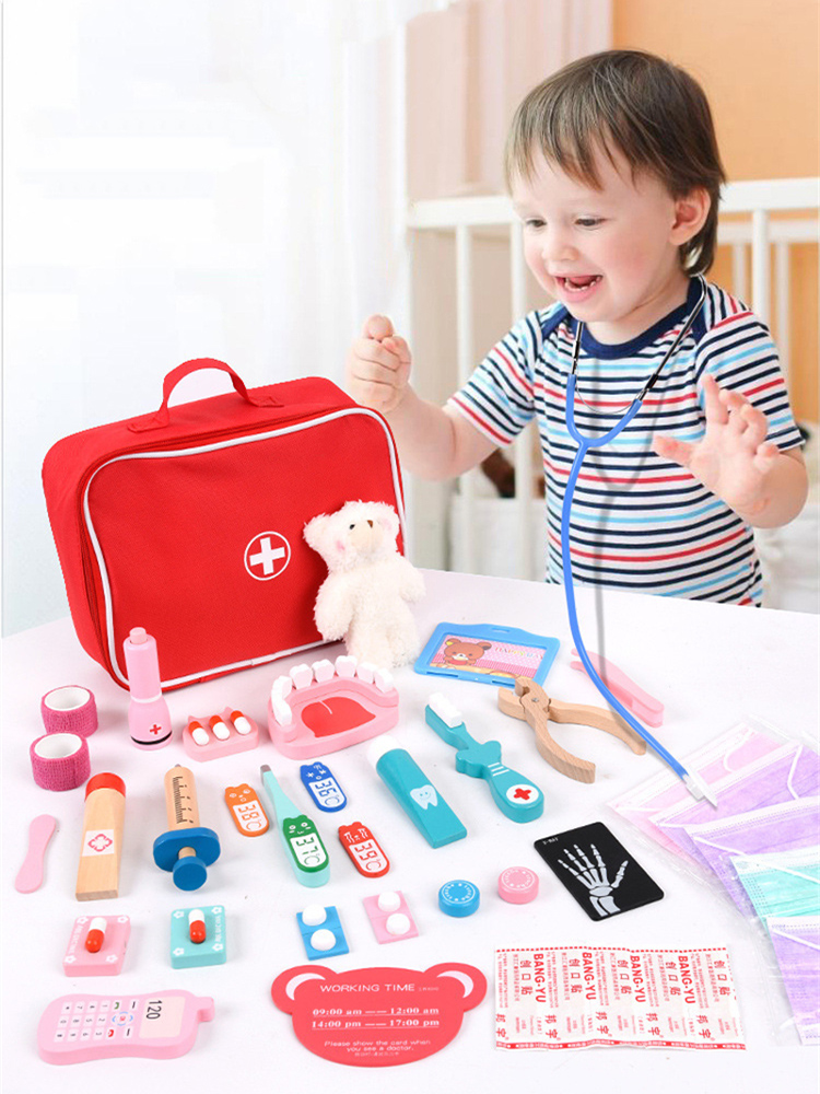 Kids Toys Doctor Set - Rol yapma oyunları doktor oyuncakları ahşap