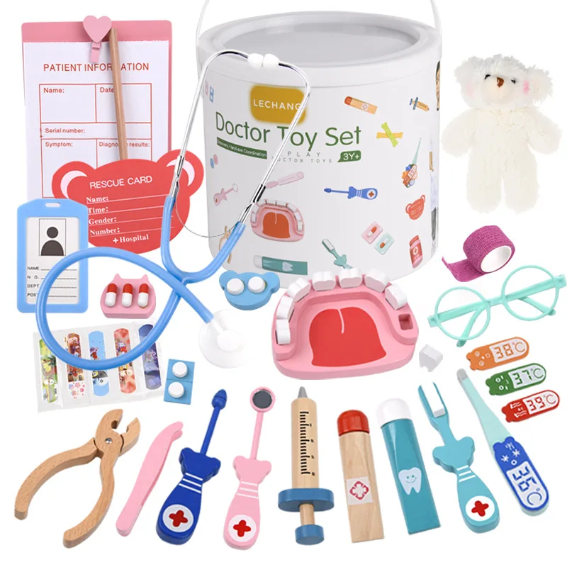 Kids Toys Doctor Set - Ahşap doktor seti oyna Pretend çocuklar