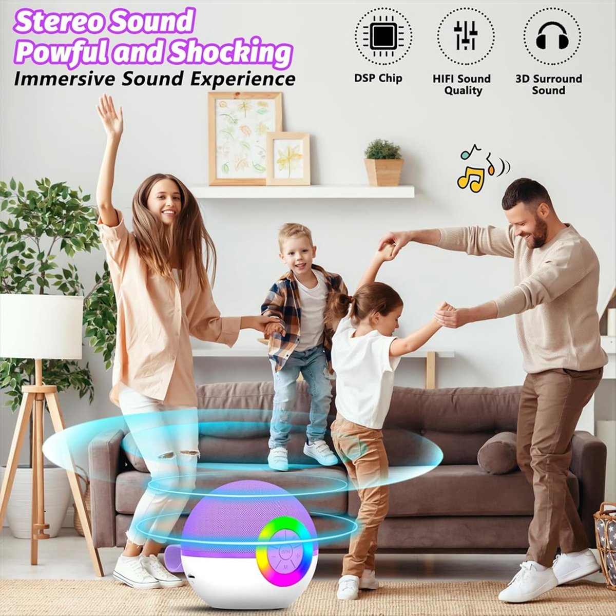 Kids Microphone Karaoke - DTC5 Mini Karaoke Makinesi, 2 Mikrofonlu,