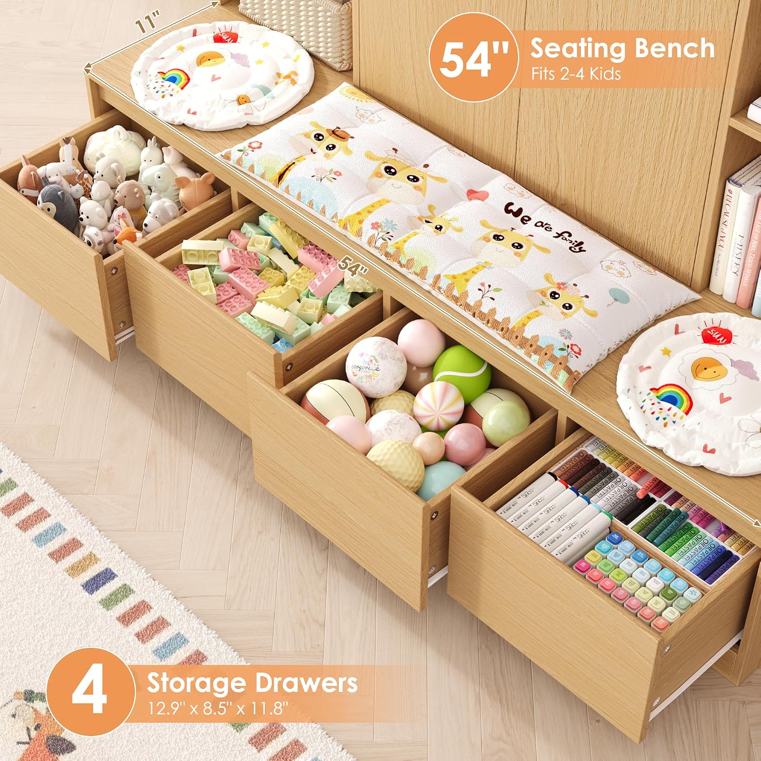 54 inç Çocuk Kitaplık Depolama - Kids Toys Drawers incelemesi ve fiyatı